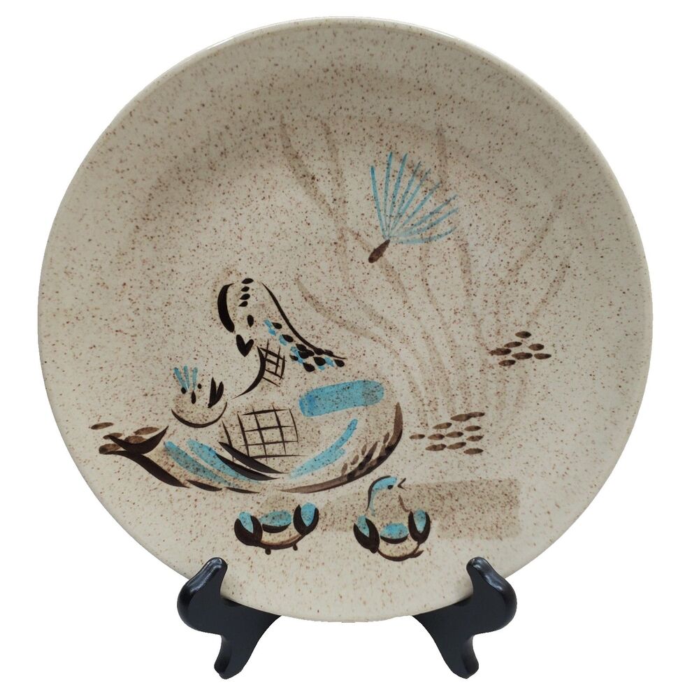 Vintage Red Wing Pottery Hand Painted Bob White Quail Dinner Plate 10 7/8